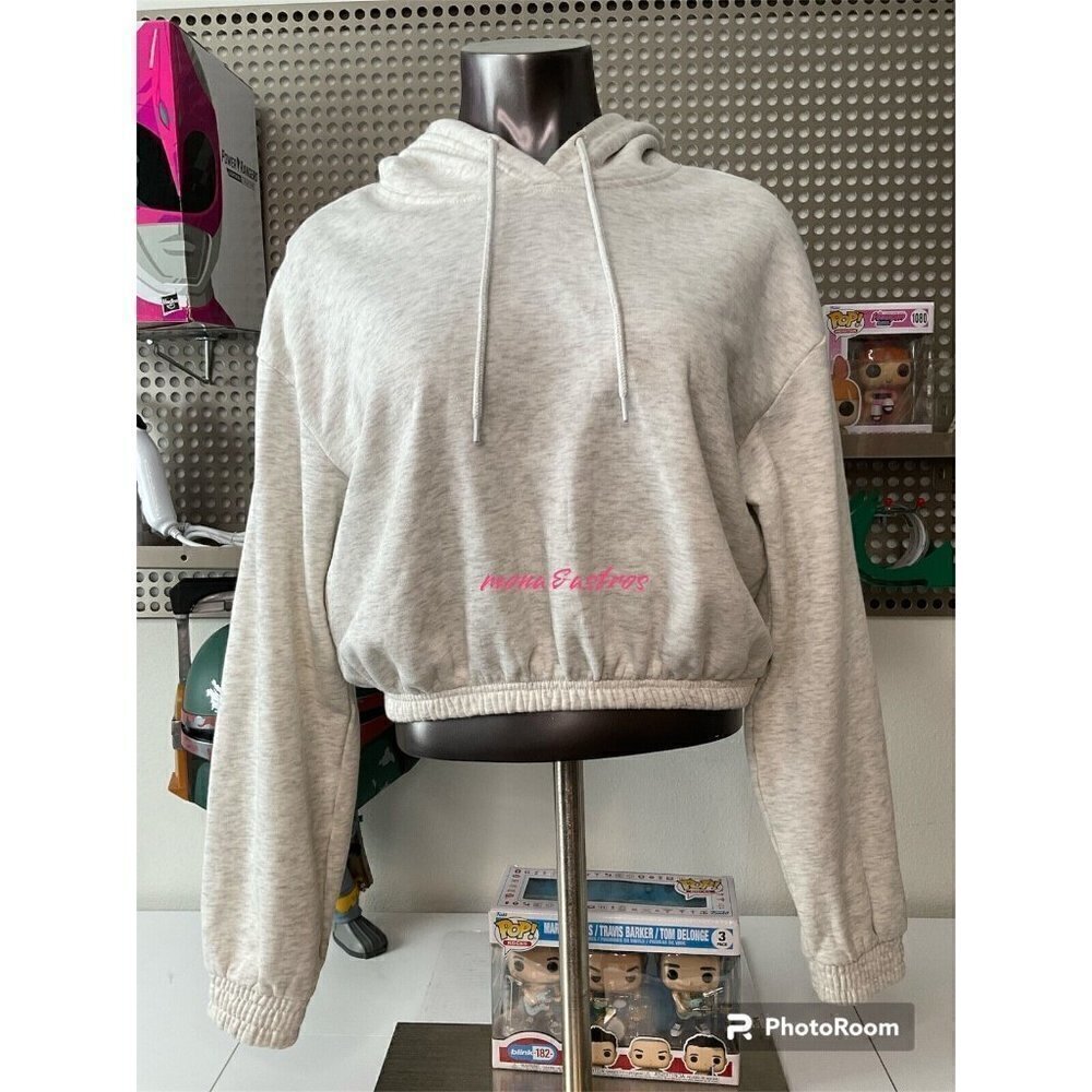 DIVIDED by H&M Women's Cropped Hoodie Basic‎ Sweater Gray Size M